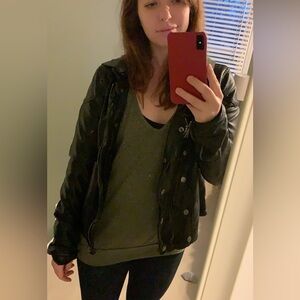 Free People We the free vegan leather hooded jacket size large